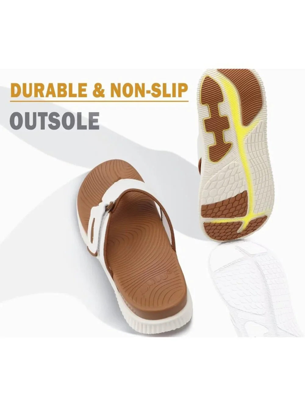 Men's White Orthotic Cushion Flip Flops Athletic Recovery Foam Walking Sandals